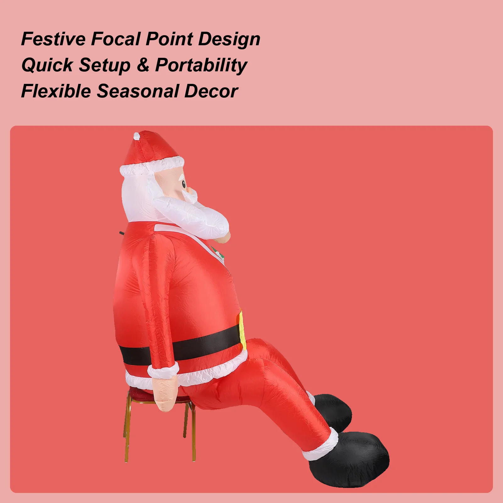 Inflatable Santa Festive Scene Props Christmas Inflatables Outdoor Santa For Yard Lawn Patio Garden Park Backyard Walkway