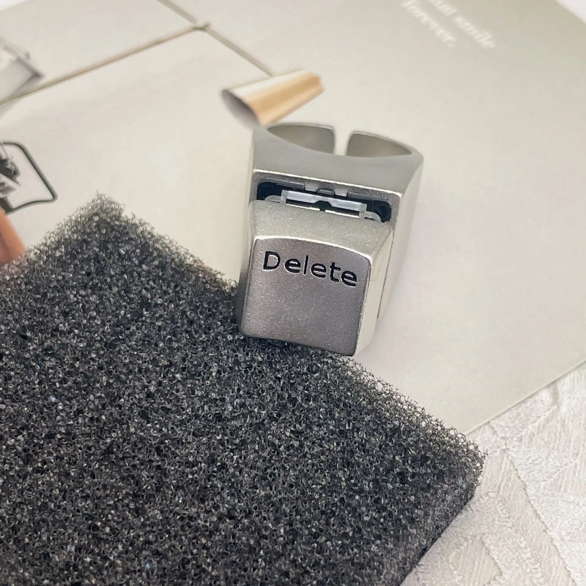 Creative Funny Delete Ring Reduce Pressure Free Size EDC Tools for Gifts