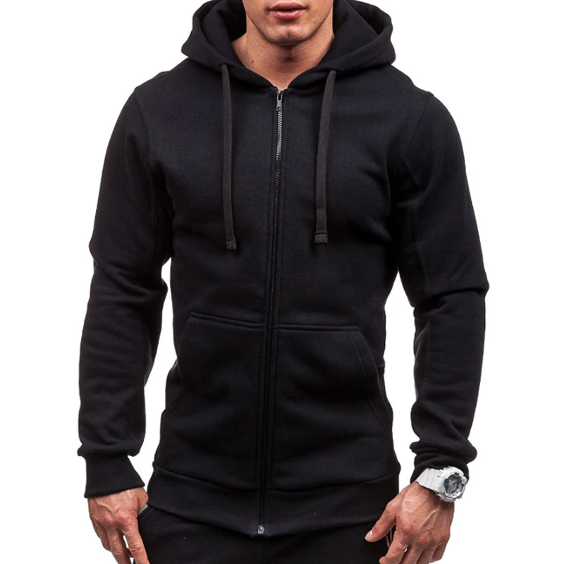 Autumn Spring Drawstring Zipper Hooded Sweatshirt Male Long Sleeve Hoodie Coat Men Top Clothes Hot Sell Men Hoodies Jacket MY041