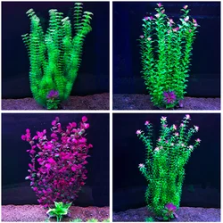 Grandes plantes d'aquarium en plastique 24-52cm, ornement artificiel pour Aquarium, fausse plante d'eau, accessoires