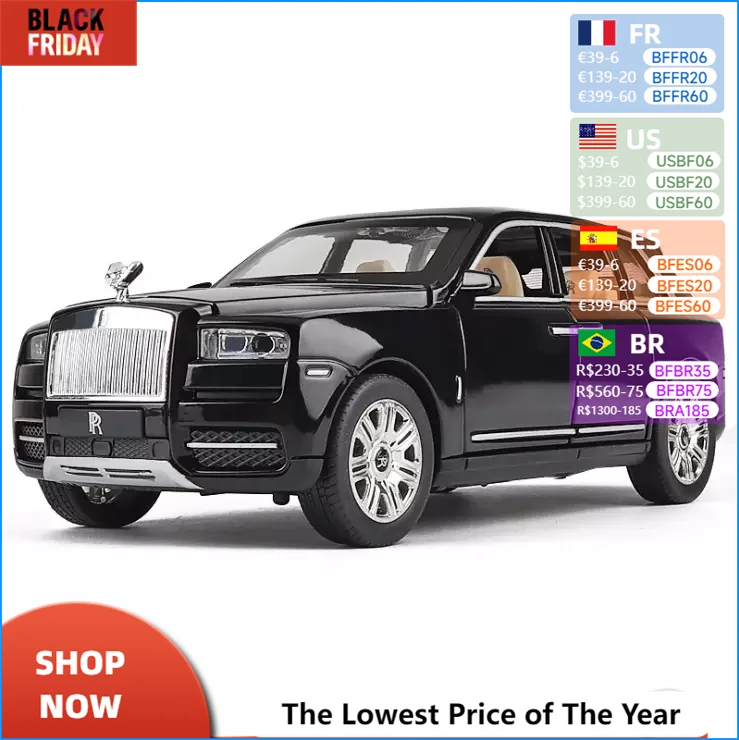 1: 24 Rolls Royce cullinan simulation alloy acousto optic return force car children\'s toy birthday gift black car