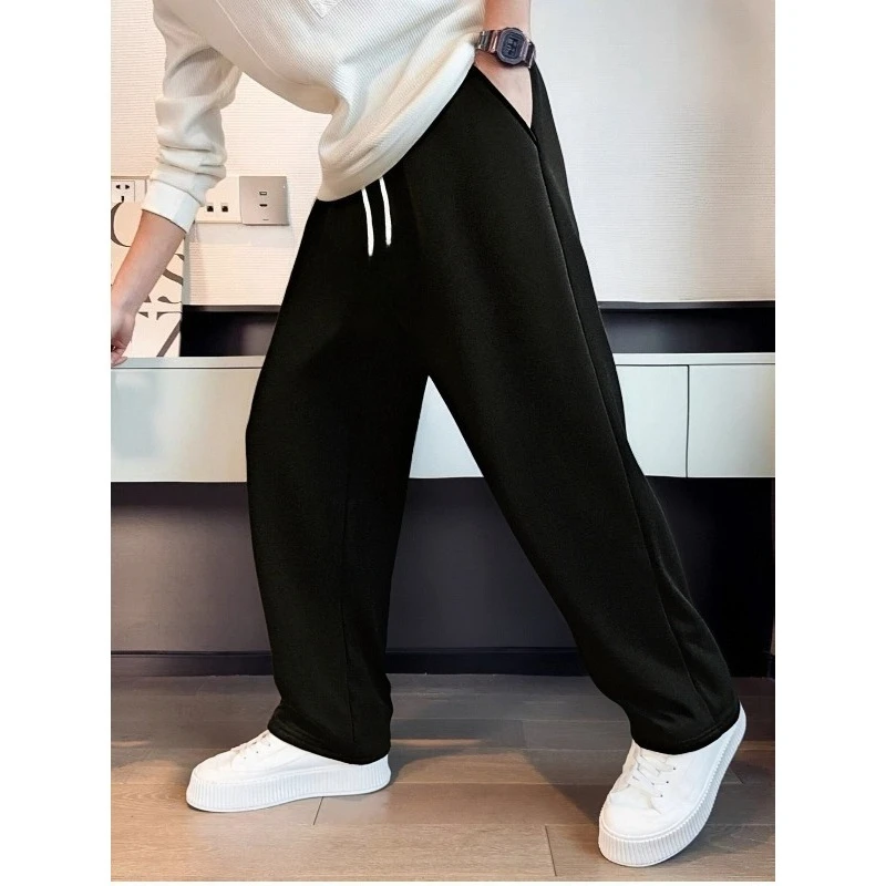 

Мужские спортивные брюки прямого кроя, повседневный стиль, стандартный крой, эластичный пояс, идеальный выбор для осенне-зимней активной носки на улице