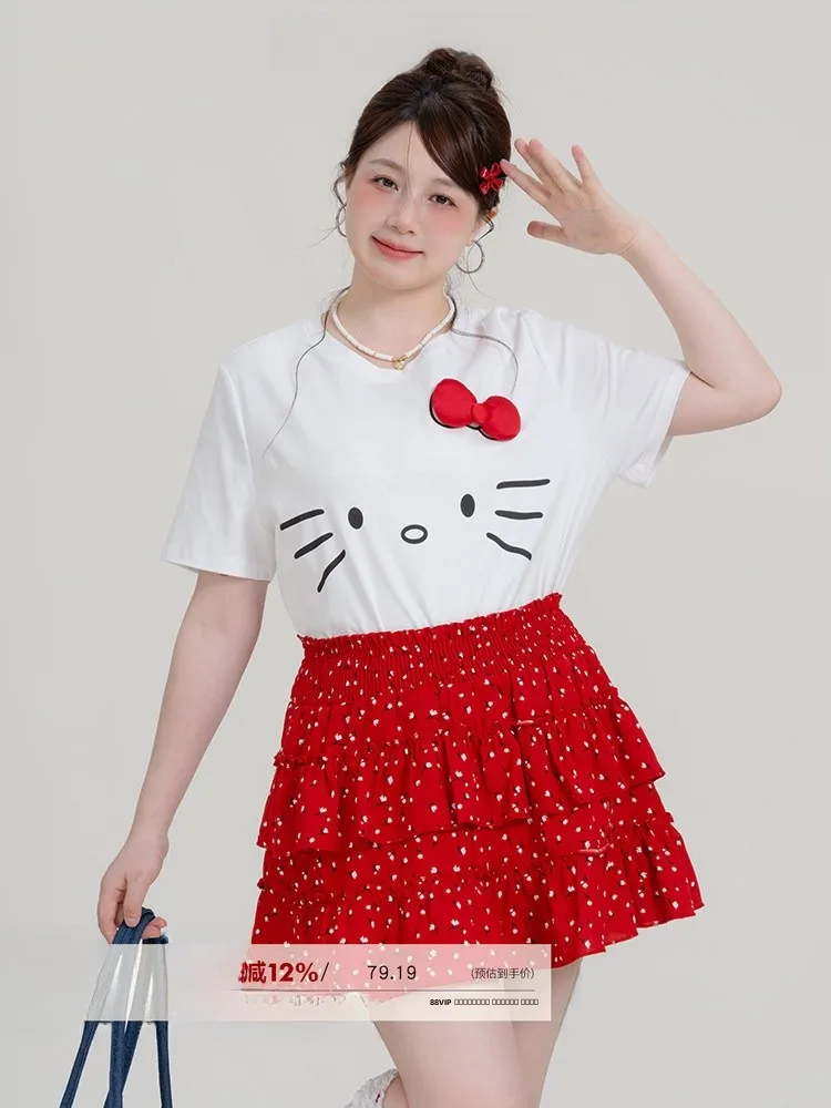 

Новинка: женская футболка больших размеров, белая, с узлом, свободного кроя, летняя, повседневная, из смесового хлопка