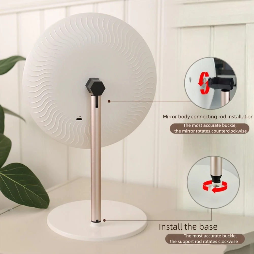 مرآة مكياج LED قابلة للتعديل، دوران، تحكم باللمس، مرايا مستحضرات التجميل المحمولة، مرآة زينة قابلة للفصل مع أضواء