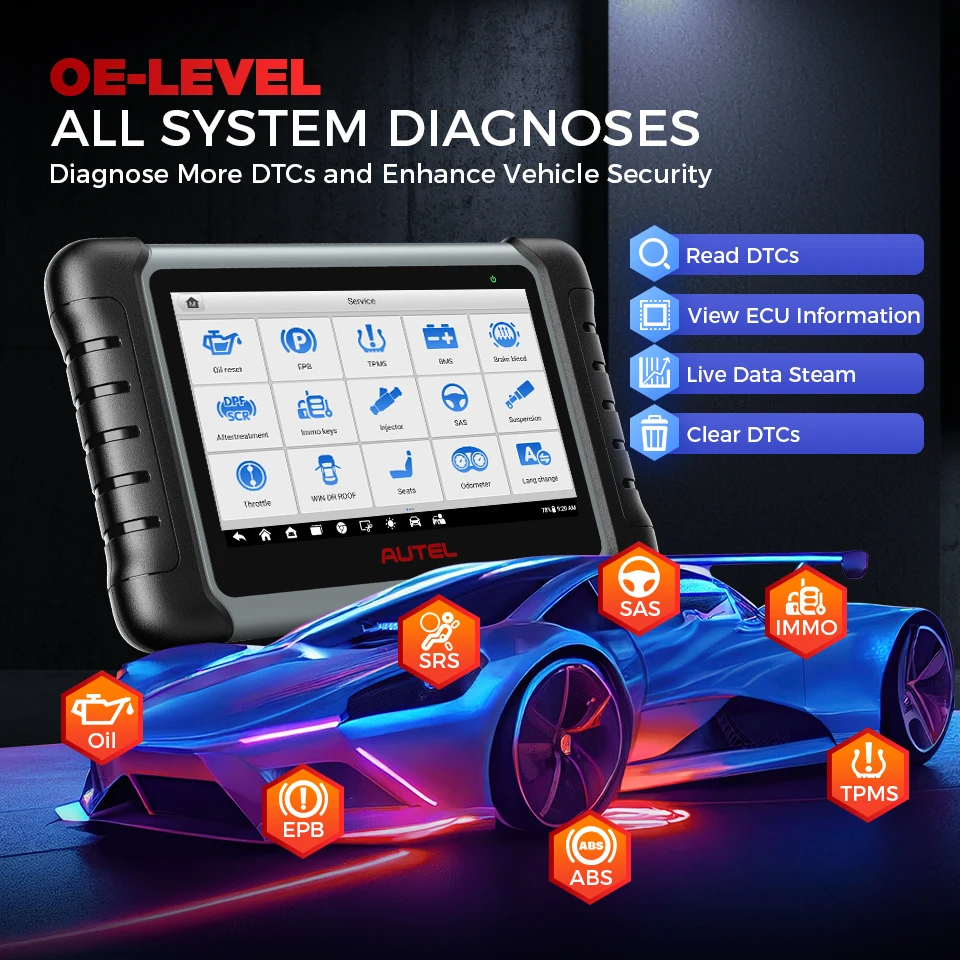 OBD2 Scanner Autel MaxiCOM MK808K-BT Diagnostic Tool Bidirectional All System Car Code Reader 38+ Services