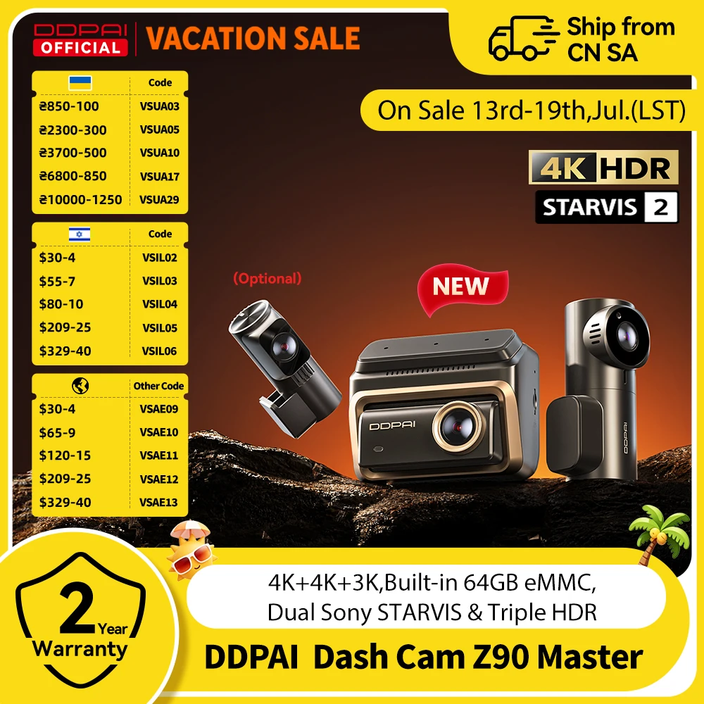 DDPAI 4K+4K New Z90 Master Dual 4K Front Rear Dual HDR for Sony Car Dash Cam ADAS Parking 