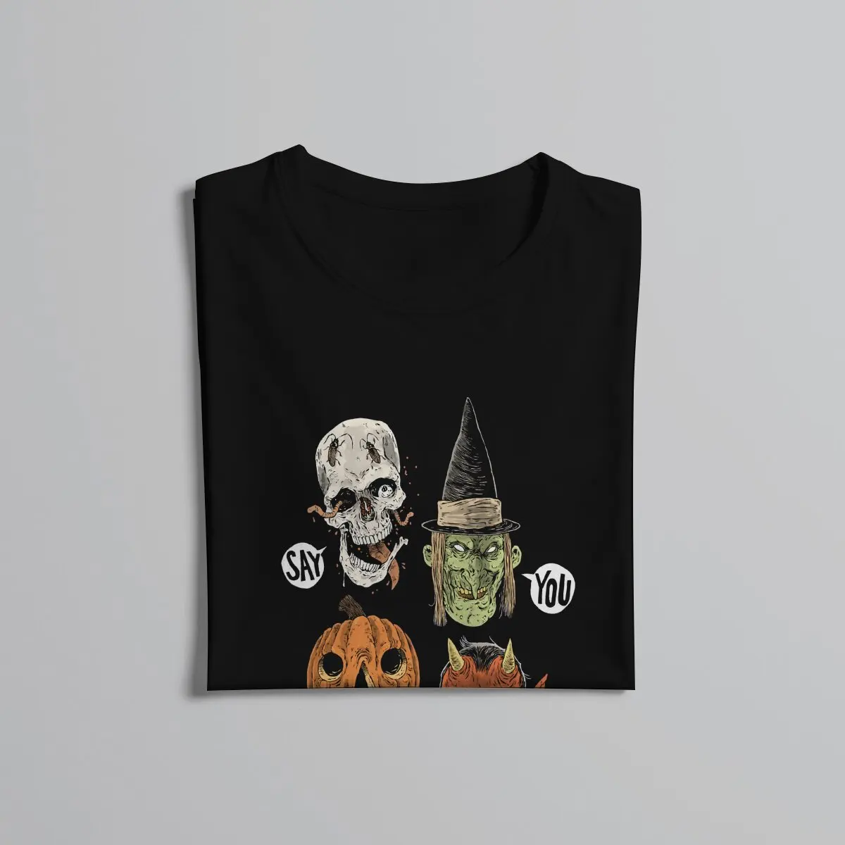 T-shirt de poliéster elegante para homens, roupas Creepshow, diga que ama, Satanás, novo design, grande venda