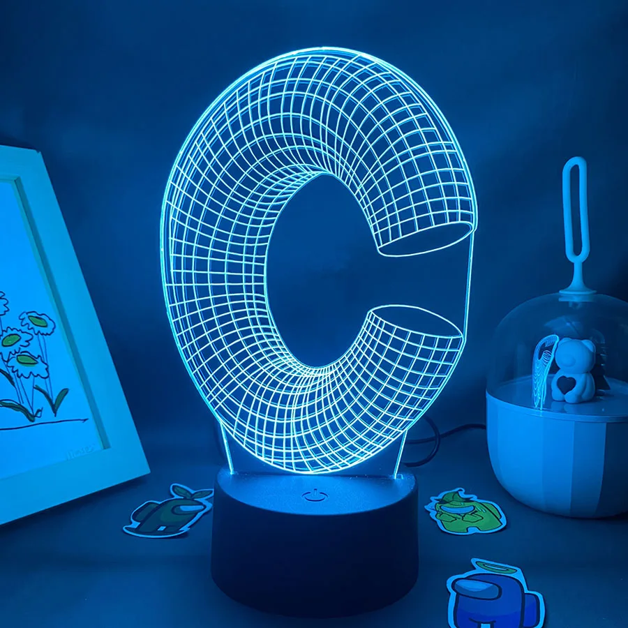 Lampes à lave néon LED 3D lettre C, cadeaux d'anniversaire colorés pour amis, enfant, enfant, chambre Kawai, décor de table, veilleuses