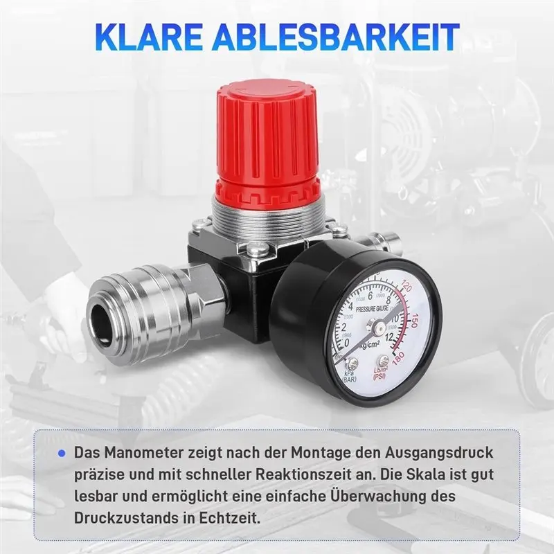 ABRU-1/4 Inch Pressure Regulator 175 PSI Compressor Pressure Regulator EU Standard Compressed Air Regulator