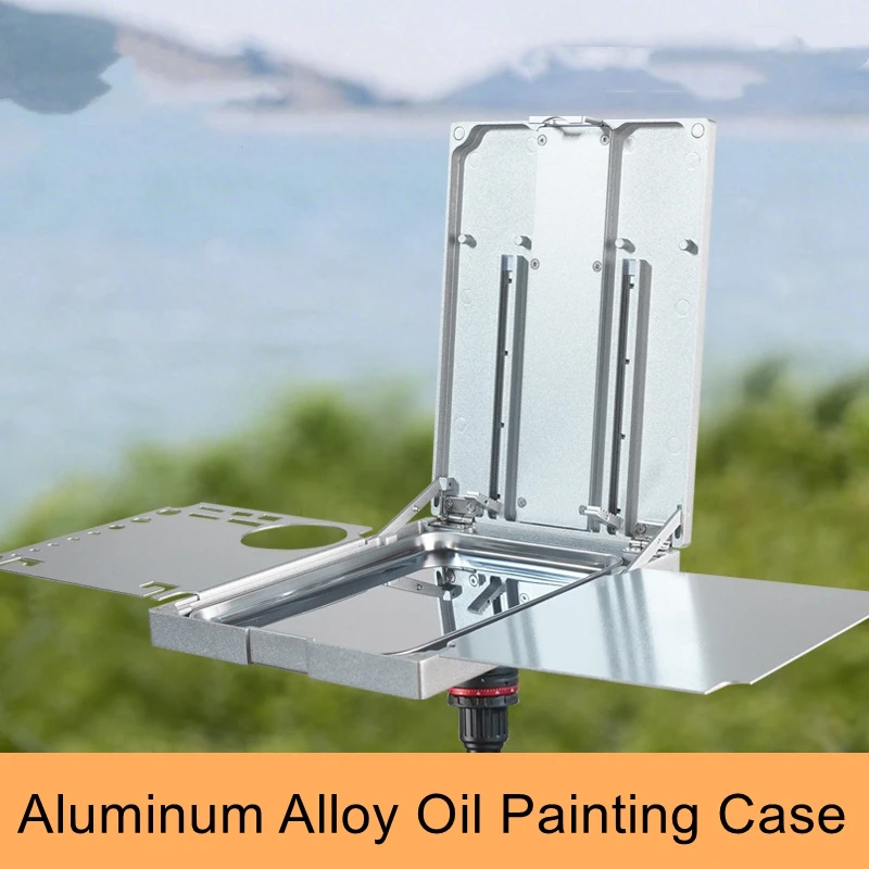 Multifunctional folding art box, aluminum alloy art box with three-legged stand, portable sketching and oil painting box - view 3