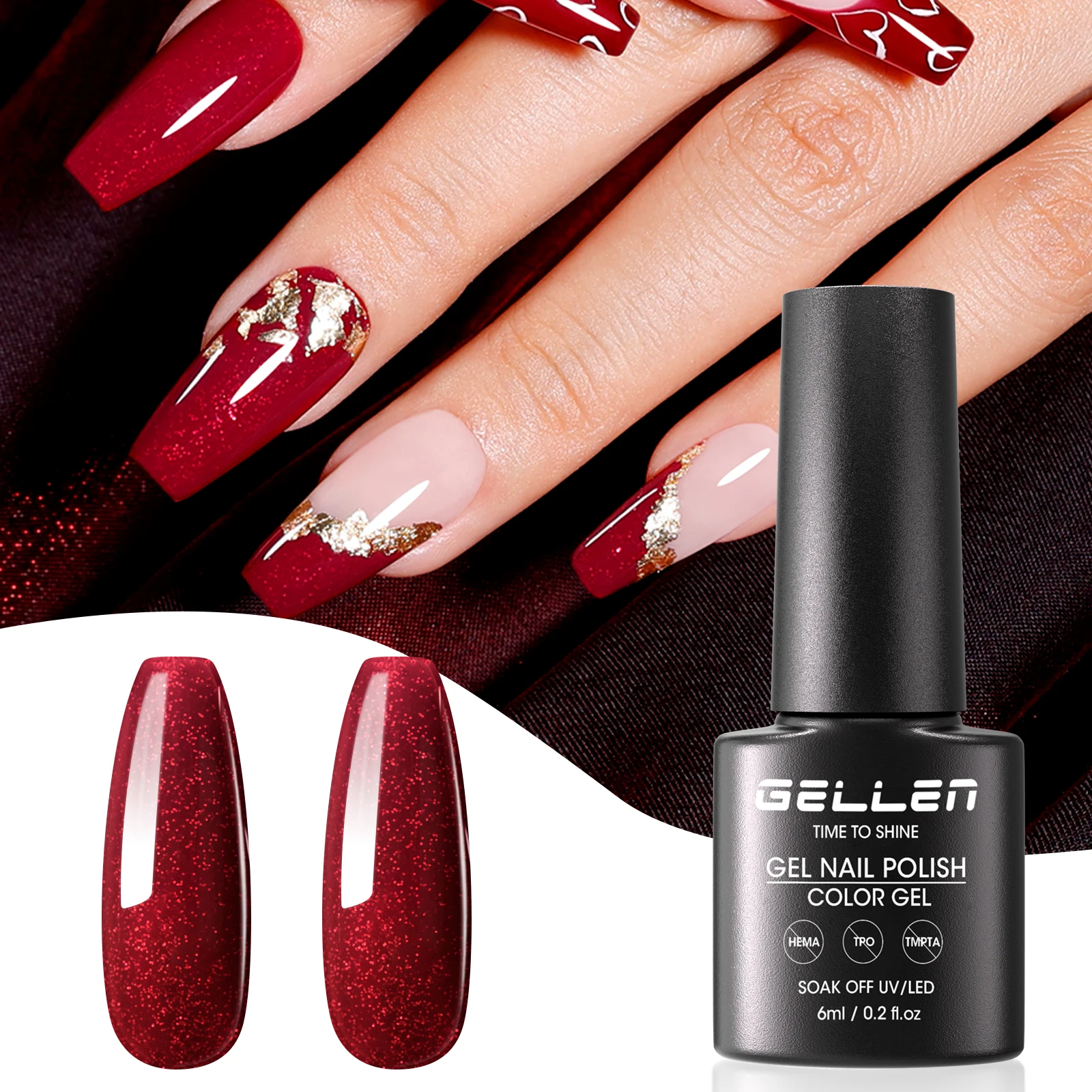 

GELLEN Jelly Wine Red Nail Gel Polish Trend Cat Eye Nude Pink Glossy UV Soak off Nail Gel Manicure Art for Women girl Salon Home