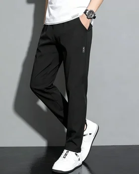Korean Style Slim Fit Ice Silk Pants For Men Quick Dry Lightweight Business Casual Trousers 2