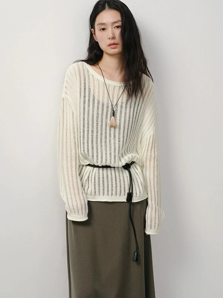 

Ele Color Long Sve вязаный свитер Faion Design дышащий солнцезащитный вязаный топ с вырезами для женщин