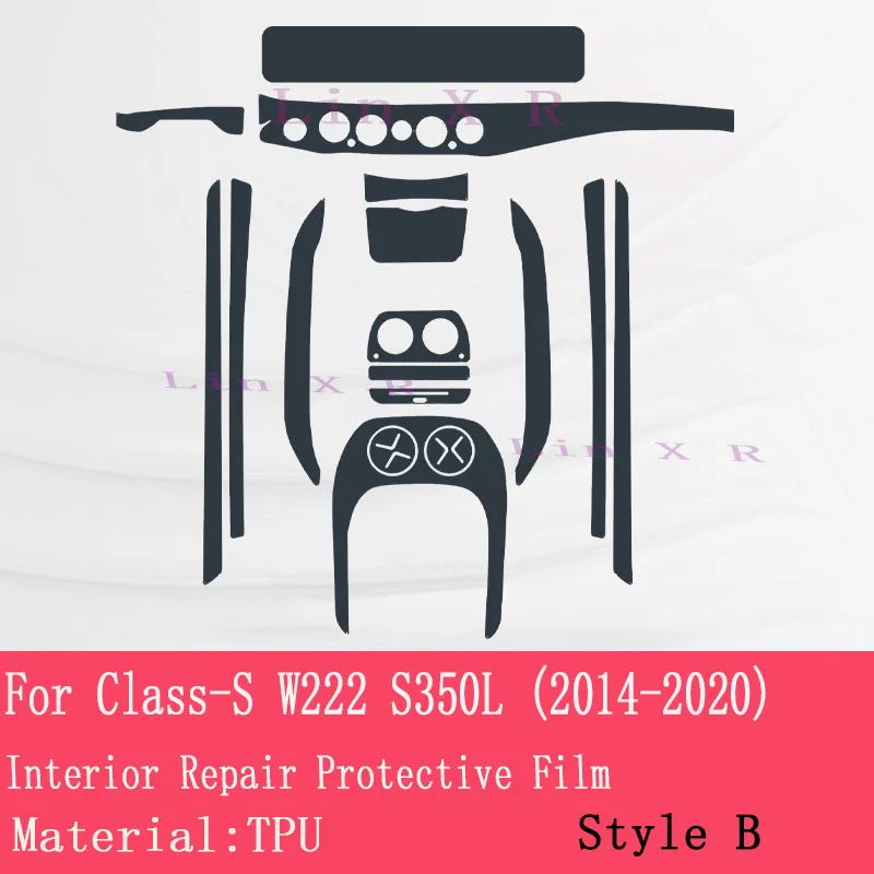 For Mercedes Benz Class-S W221 W222 S350 S450 2014-2020 Car Console Gearbox Panel Film Salon Frame Cover Sticker Strips TPU - Image 2