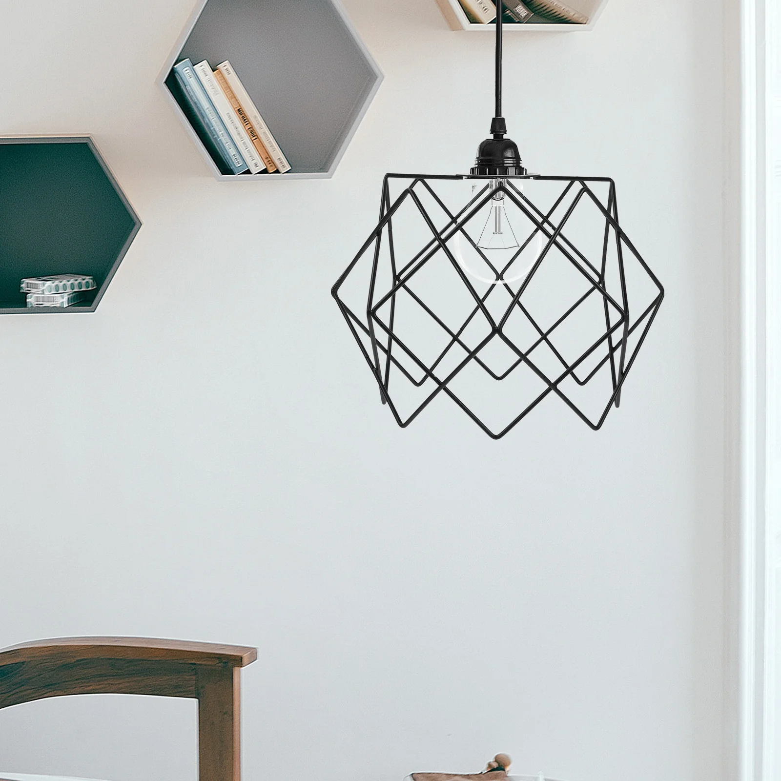 

1pcs Lamp Hollow Black Light Replacement Iron Black Pendant Light Pendant Lamp Shade Shade For Living Room Bedroom E27