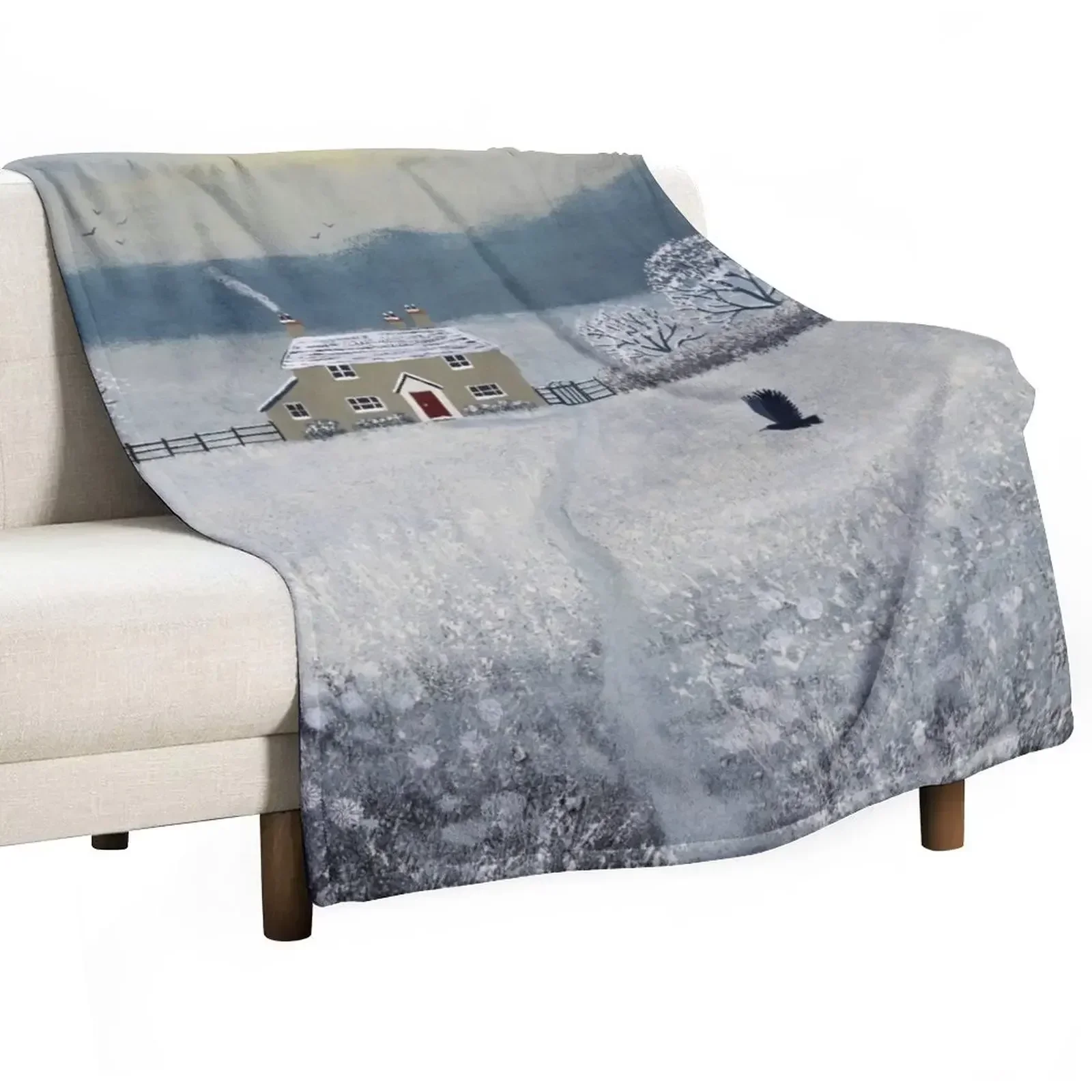 New The Path to Winter Cottage Throw Blanket Picnic Multi-Purpose Flannels Beautifuls funny gift Travel Blankets