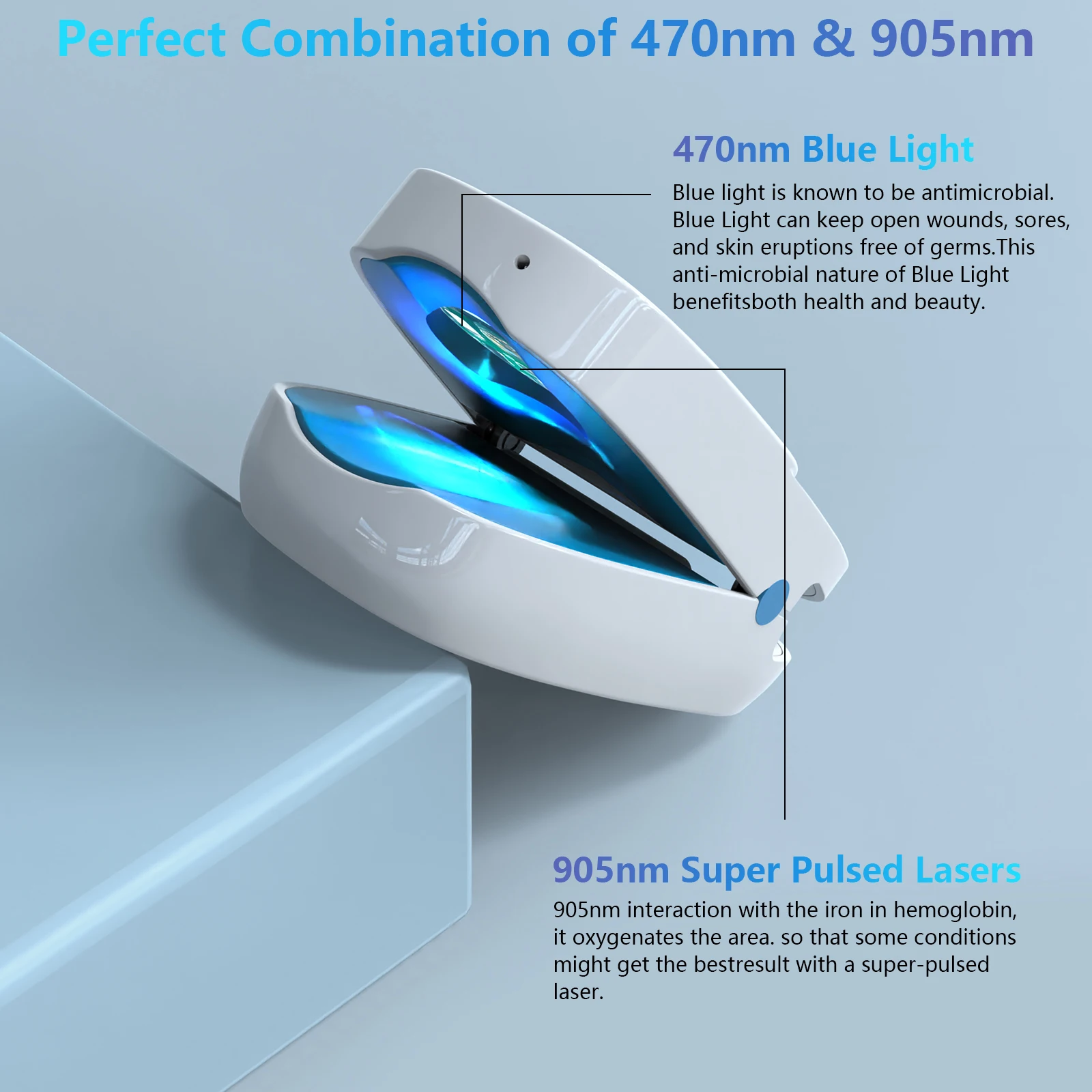 Nail Anti Fungus Laser Device 470nm Blue Light 905nm Infrared Light Fingernail Therapy Care for Toenail Onychomycosis Anti Fungal Nails Care Tool USB Home