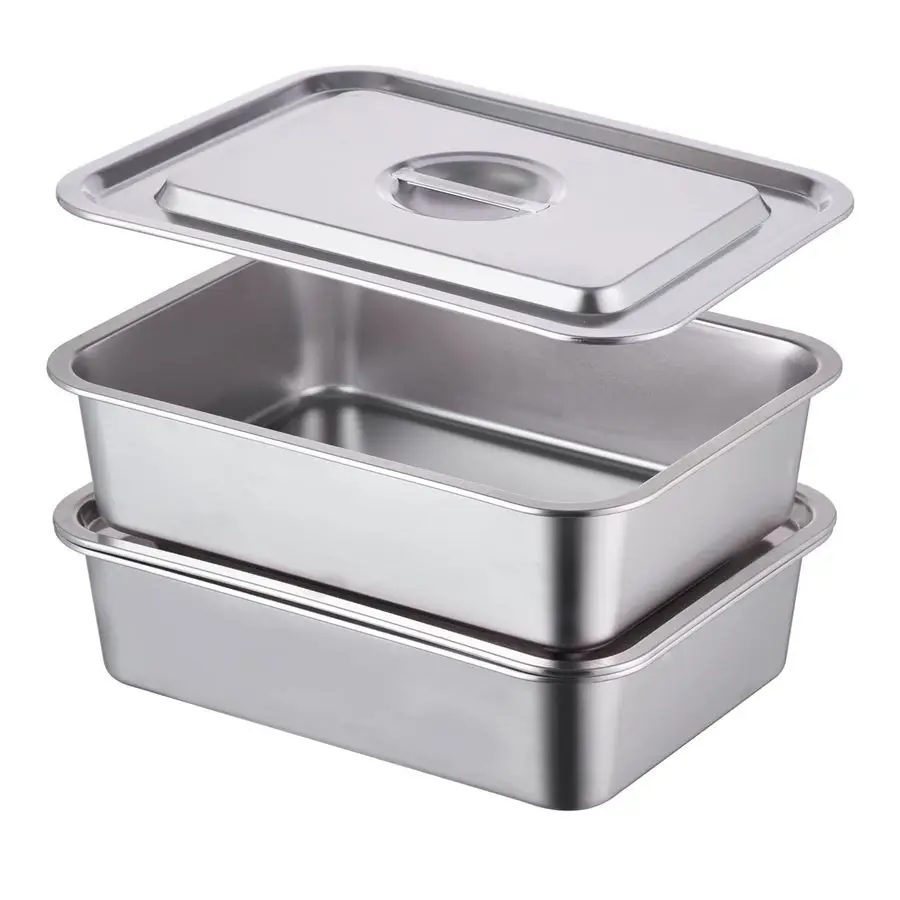 Bandeja para hornear lasañas extra profundas de 4 pulgadas con tapa, 11x14 pulgadas 7,4 cuartos grandes antiadherentes de acero inoxidable para hornear lasañas Cass