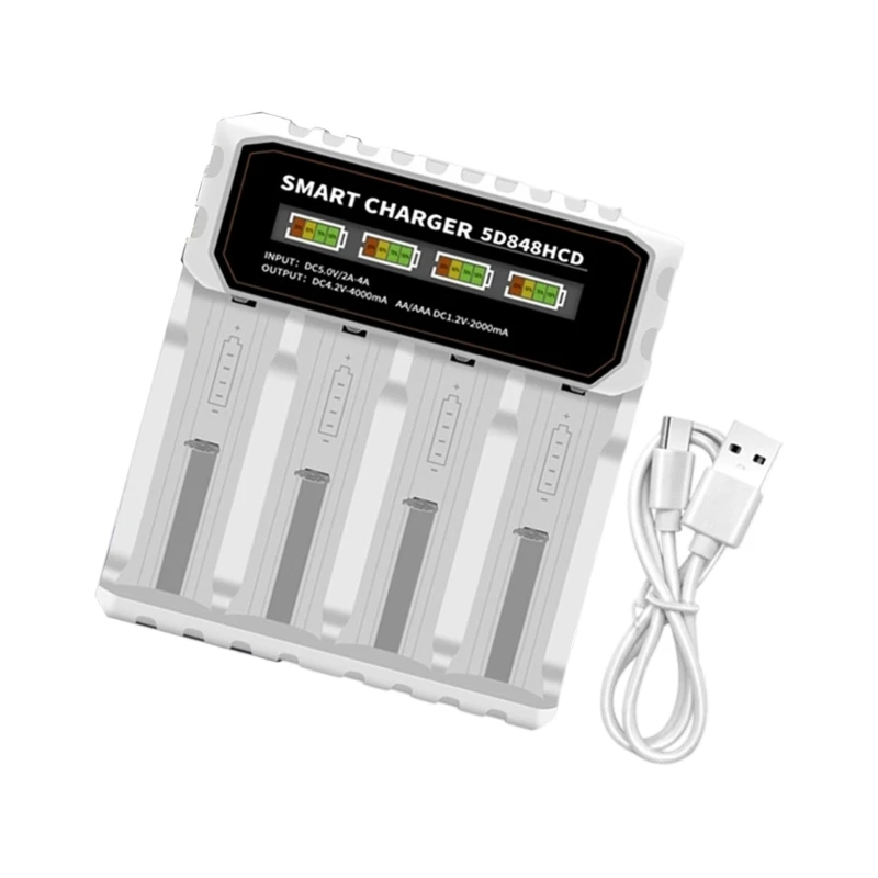 Multi Compatible 4 Bay Charging Station For 21700 26650 32650 Intelligent Current Control Reverse Insertion Protections 77JC