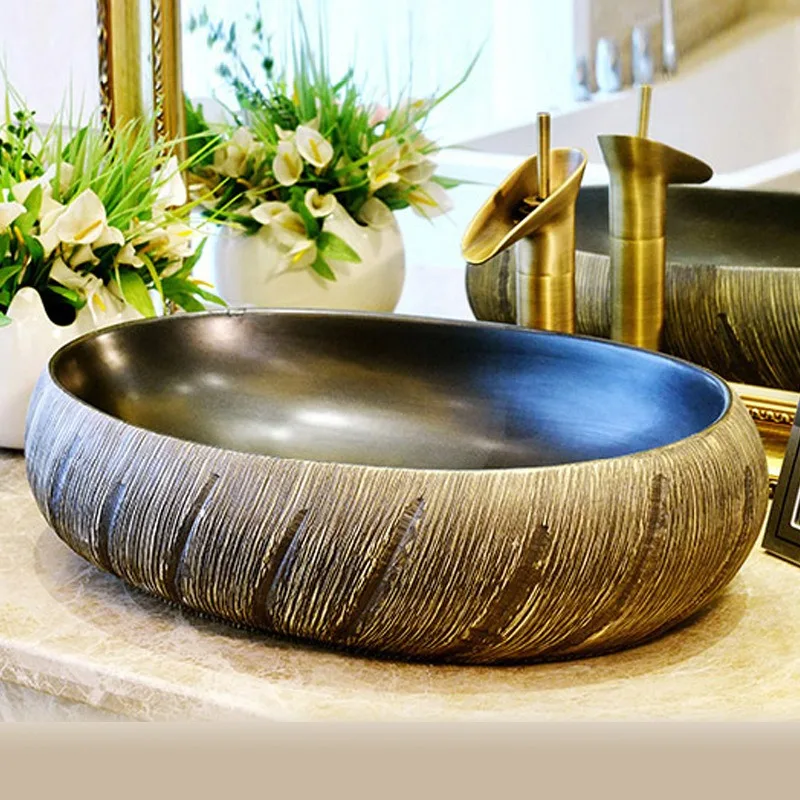 

Chinese creative wash basin basin household bathroom retro wash basin
