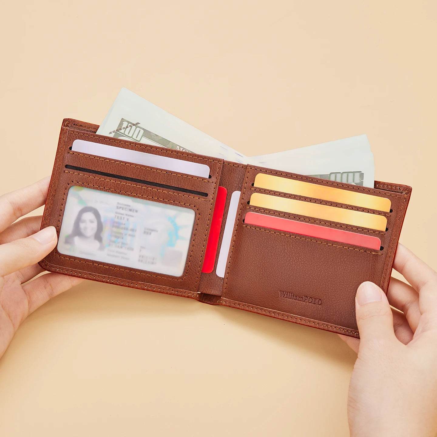 WILLIAMPOLO Wallet men's 2026 new retro first layer cowhide ultra-thin wallet anti-theft brush anti-degaussing card case