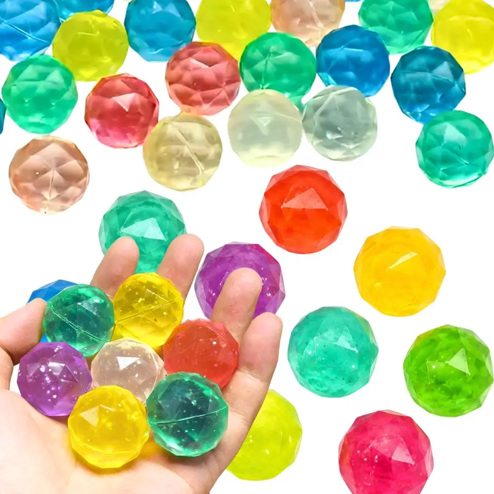 10/20pcs Random Color Diamond Bouncy Balls Glitter Crystal Rubber Bounce Ball Vending Machine Toy YMY