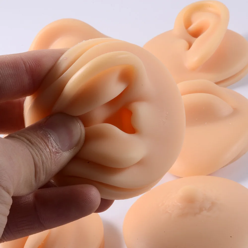 1PC Silicone Ear Model Tattoo Practice Piercing Tools Display Face Lip Teeth Tongue Ear Piercing Body Jewelry Acrylic Stand