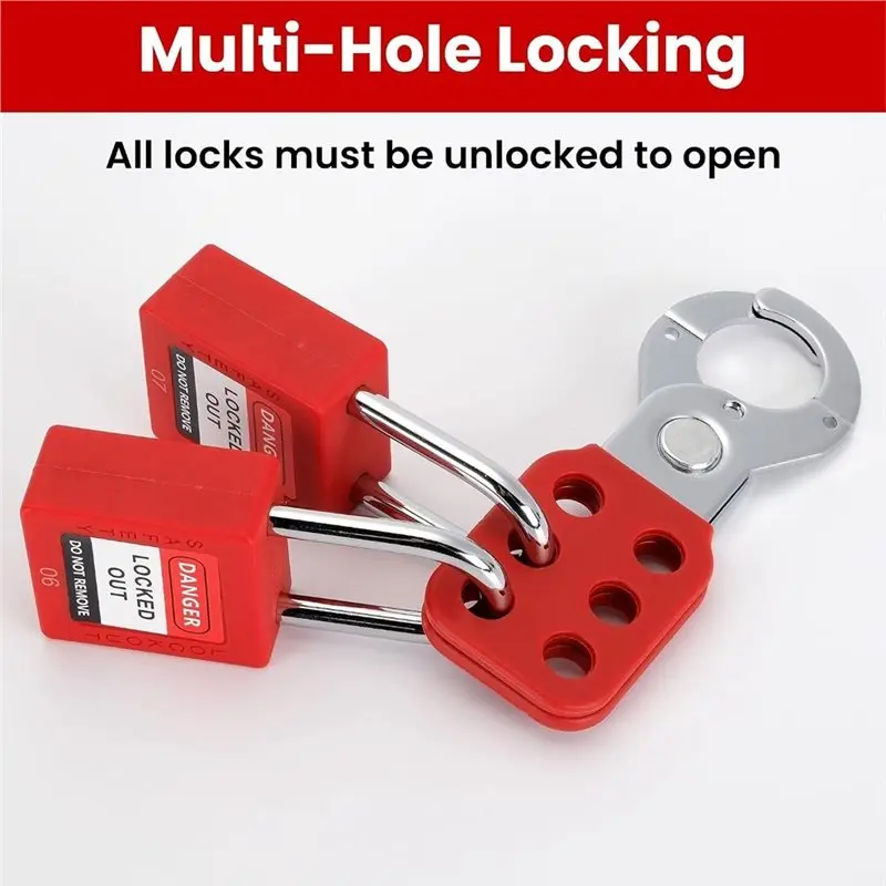 AB34-Heavy Duty Steel For Industrial Lockout/Tagout Equipment 6Pcs Lockout Padlocks Shackle Safety Locks For Maintenance