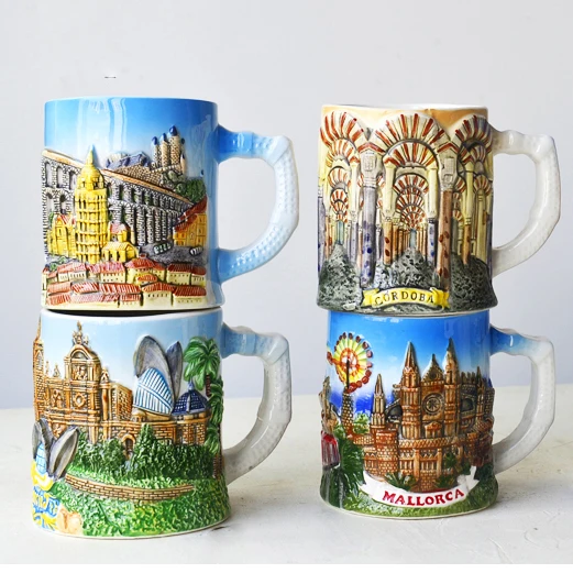 European tourism three-dimensional architecture, Italian Roman ceramics, French mug coffee