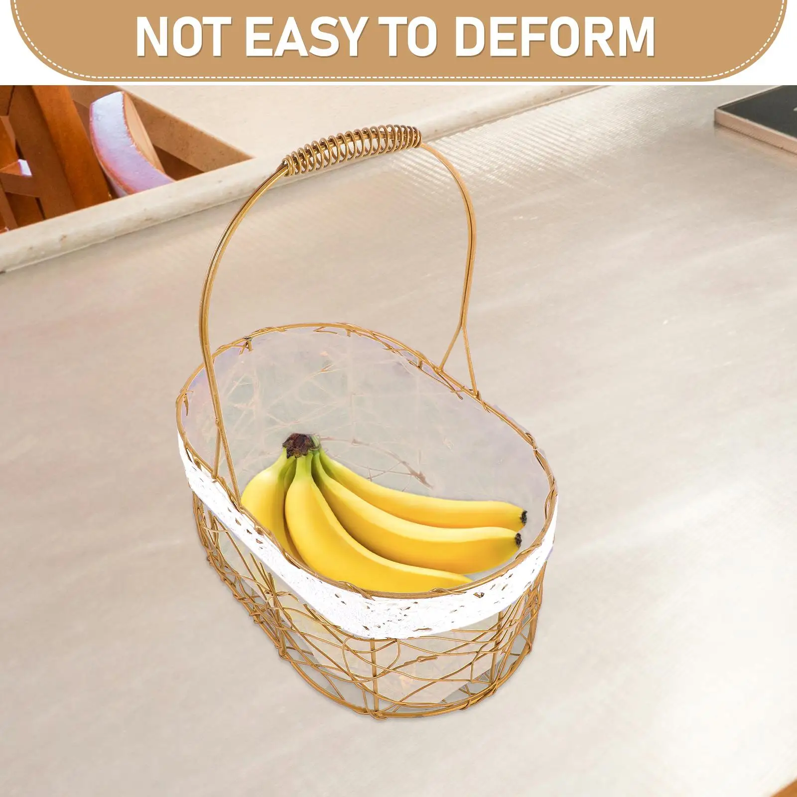 Cesto di fiori in rete di ferro Contenitore di frutta Supporto decorativo Cestini per ragazza Picnic con manici Ciotola forata