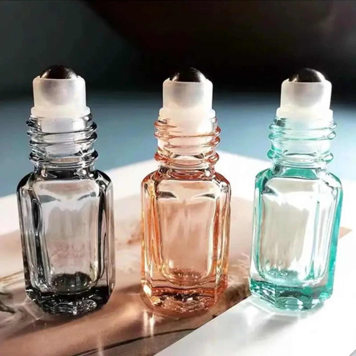 3 stuks draagbare glazen rolflessen voor cosmetische reisopslag