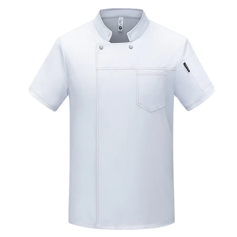Chaqueta de Chef de manga corta, ropa de trabajo, Hotel, restaurante, cocina, abrigo fino de Chef de verano, pastelería, camisa de panadero para hombres