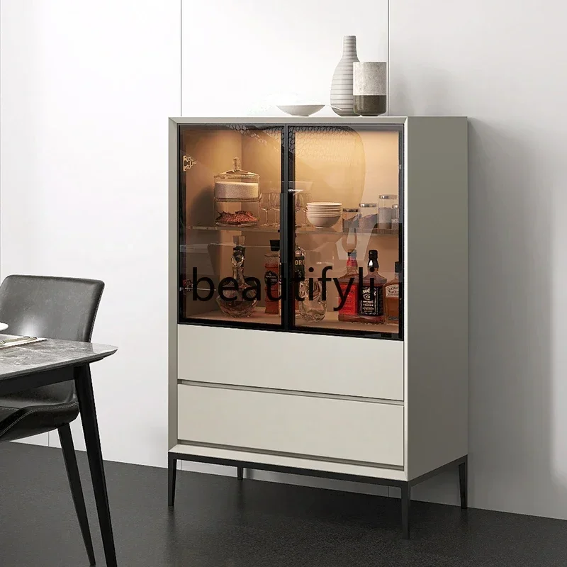 

ss D Multifunctional wine cabinet, paint against the wall, cupboard cabinet, solid wood side cabinet, high and low tea cabinet