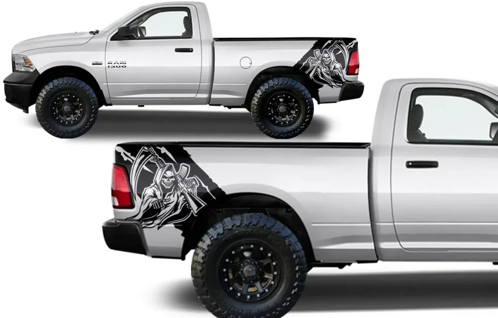 

For x2 Factory Crafts Reaper Rear Quarter Panel Graphics Kit Vinyl Decal Wrap Compatible with Dodge Ram 2009-2018