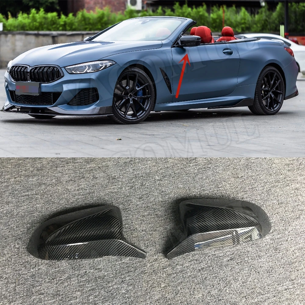 VACOMUL Carbon Fiber & ABS Car Rear Review Mirror Cover Caps for BMW 8 Series G14 G15 G16 M Sport 2018-2021 Replacement Trim 