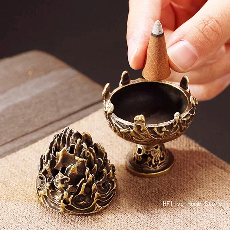 Alloy Mini Boshan Incense Burner Chinese Ancient Home Indoor Decoration Sandalwood Stick Cense Holder Desk Ornaments