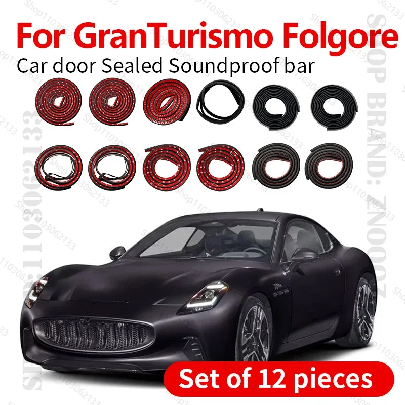 Car Door Strip Rubber Double Layer Sealing Protector Soundproof Dustproof Seal Strip 12PCS Set For Maserati GranTurismo Folgore