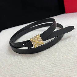 Women's Belt Fashionable Rhinestone Buckle High Quality Luxury Thin Waistband Gift From A Friend