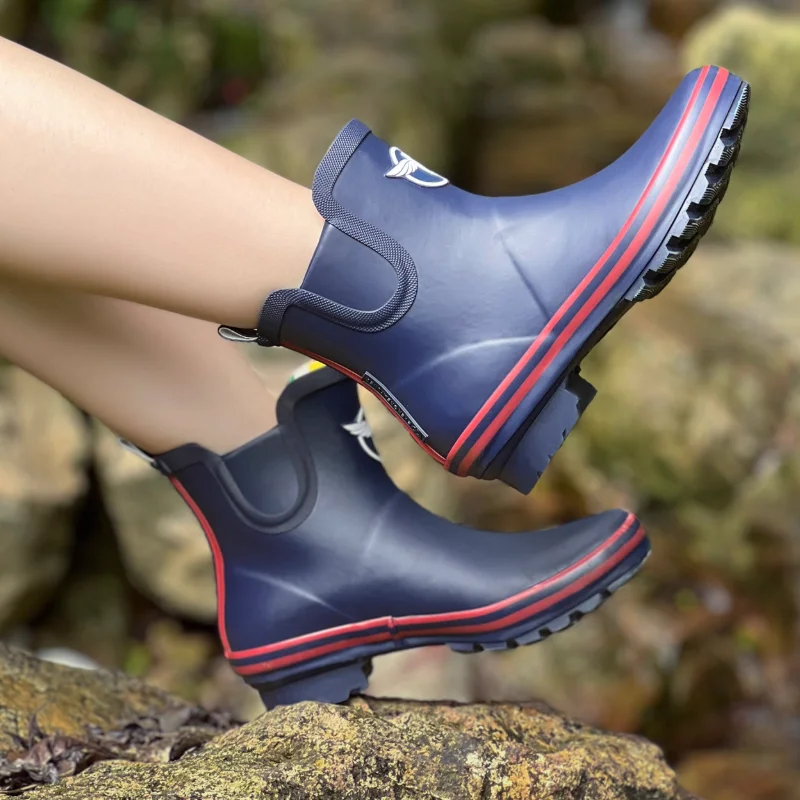 

British Rubber Rain Boots Blue Low Cut Women's Water Shoes