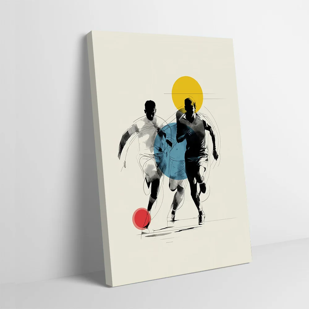 Dynamic Soccer Players With Abstract Printing Poster Customizable Pictures Wall Art Canvas Painting for Room Ornaments Wand Deko