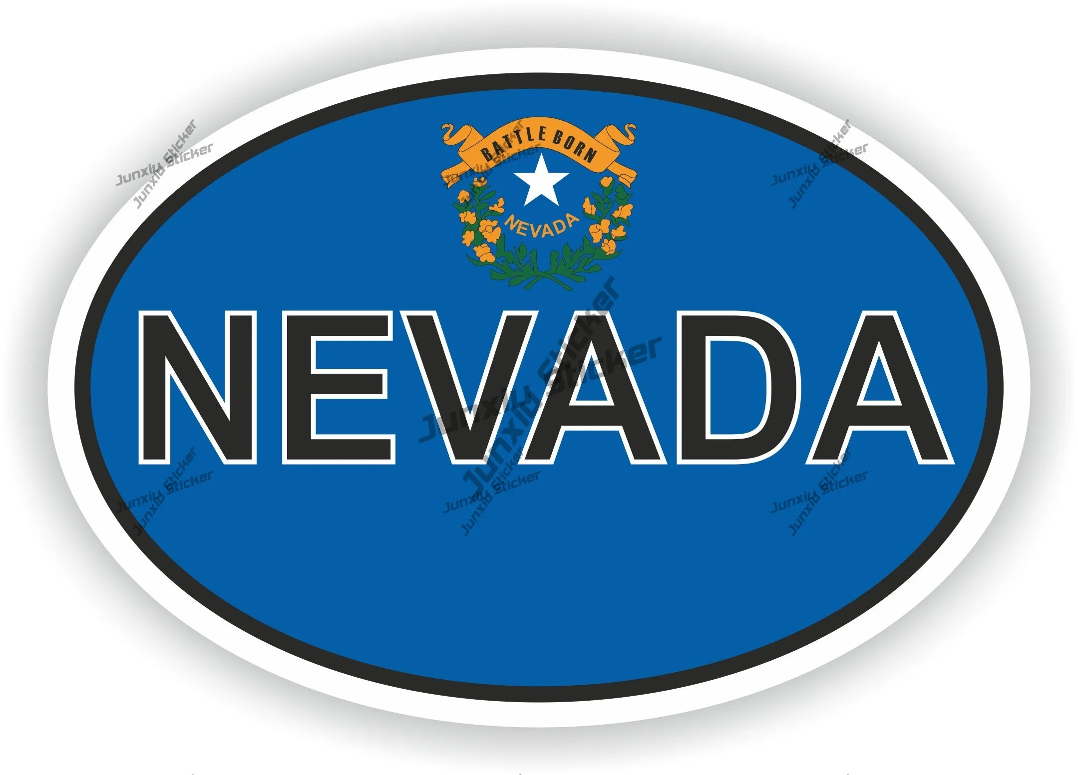 

Nevada Flag Oval Sticker Accesorios Para Auto Accessoires Cover Scratches Car Accessories Decoration Camper Laptop Speedboat Pvc