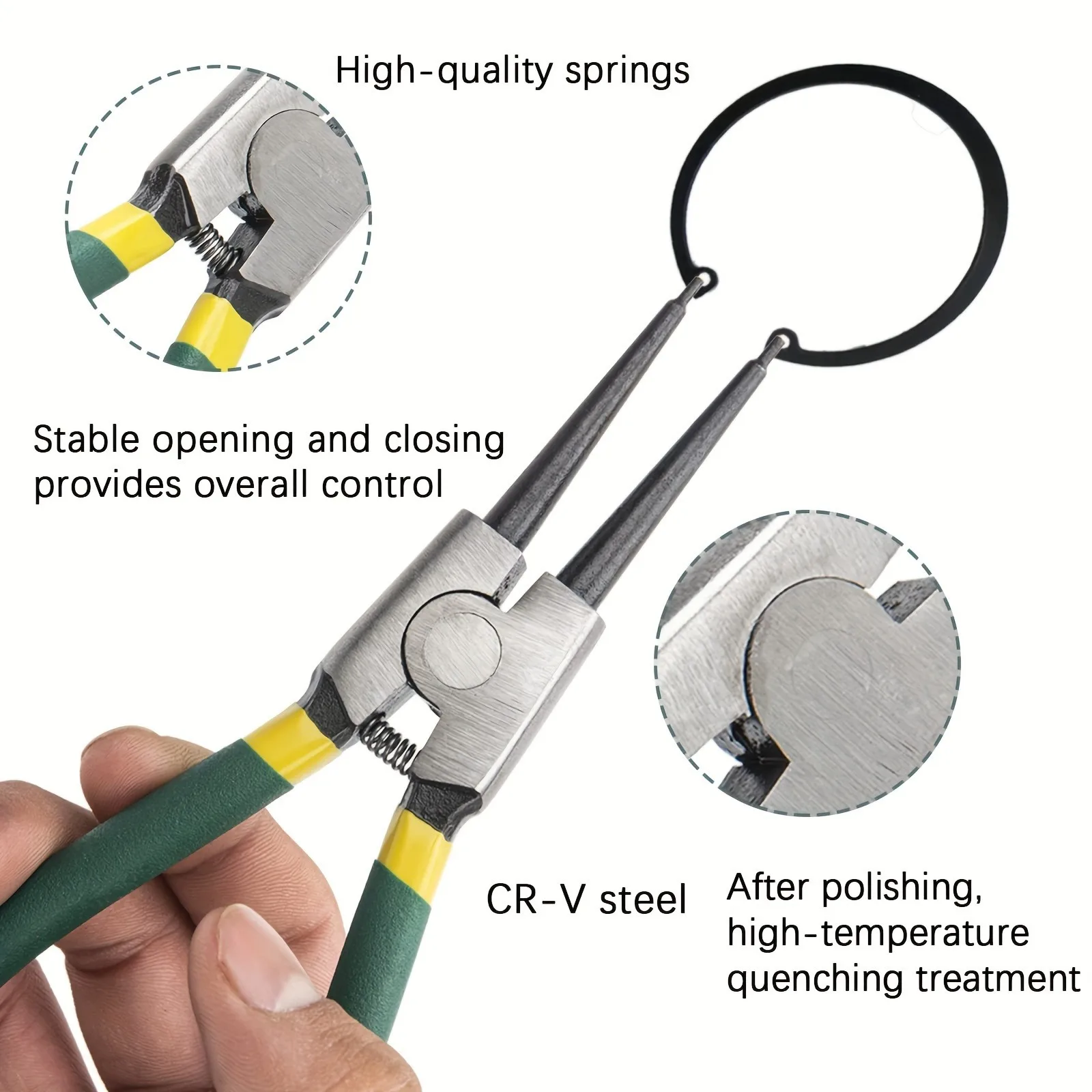 4pcs 7-Inch Snap Ring Pliers - Heavy Duty, Internal And External Snap Ring Tool Set with Straight And Bent Jaws