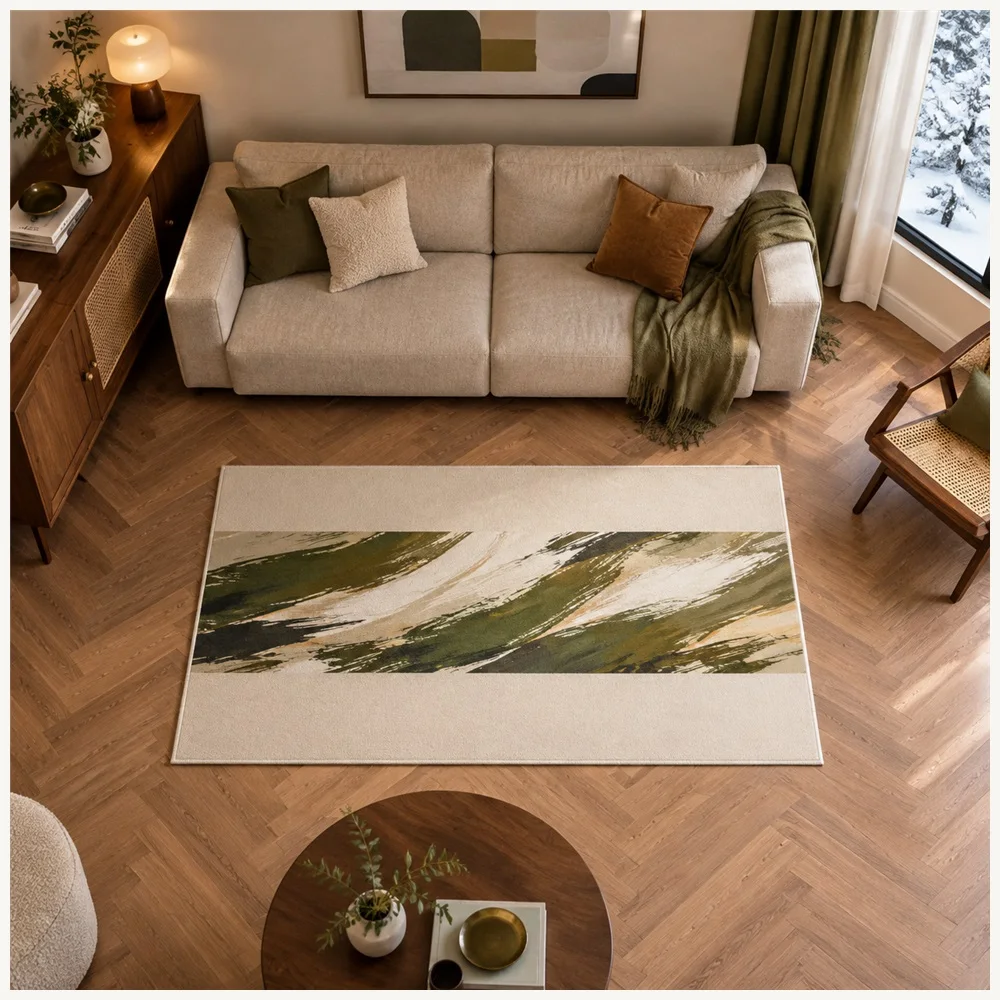VIKAMA Abstract Expressionist Strokes Door Mat, Non Slip Washable Flannel Rug, Modern Art Floor Mat for Hallway, Front Door