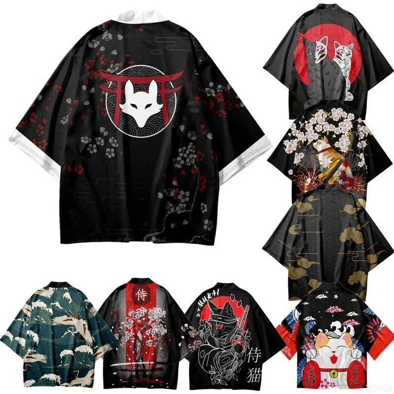 

Ukiyo-e Chinese Style Crane Dragon Seven Cornered Sleeve Feather Woven Cloak Kimono Robe 3D Printed Cardigan Top