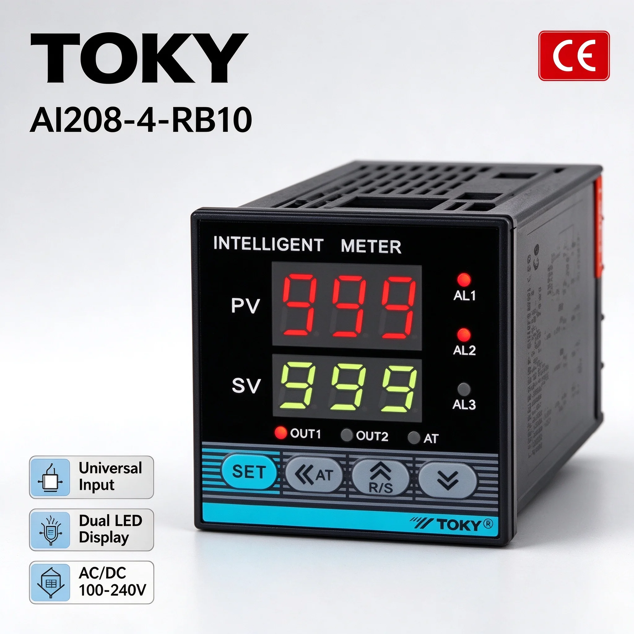 TOKY AI208 Series Intelligent Temperature Controller - AI208-4-RB10 SB10 AI208-4-SC10 AI208-4-SB10 - Advanced Heating Cooling Co