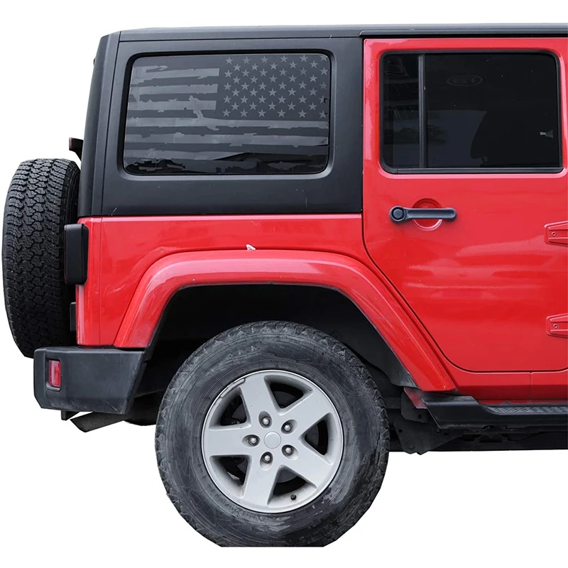 Hardtop Window USA decalcomanie con bandiera invecchiata adesivi con bandiera americana per Jeep Wrangler 2011-2017 JK 4 porte, 1 paio