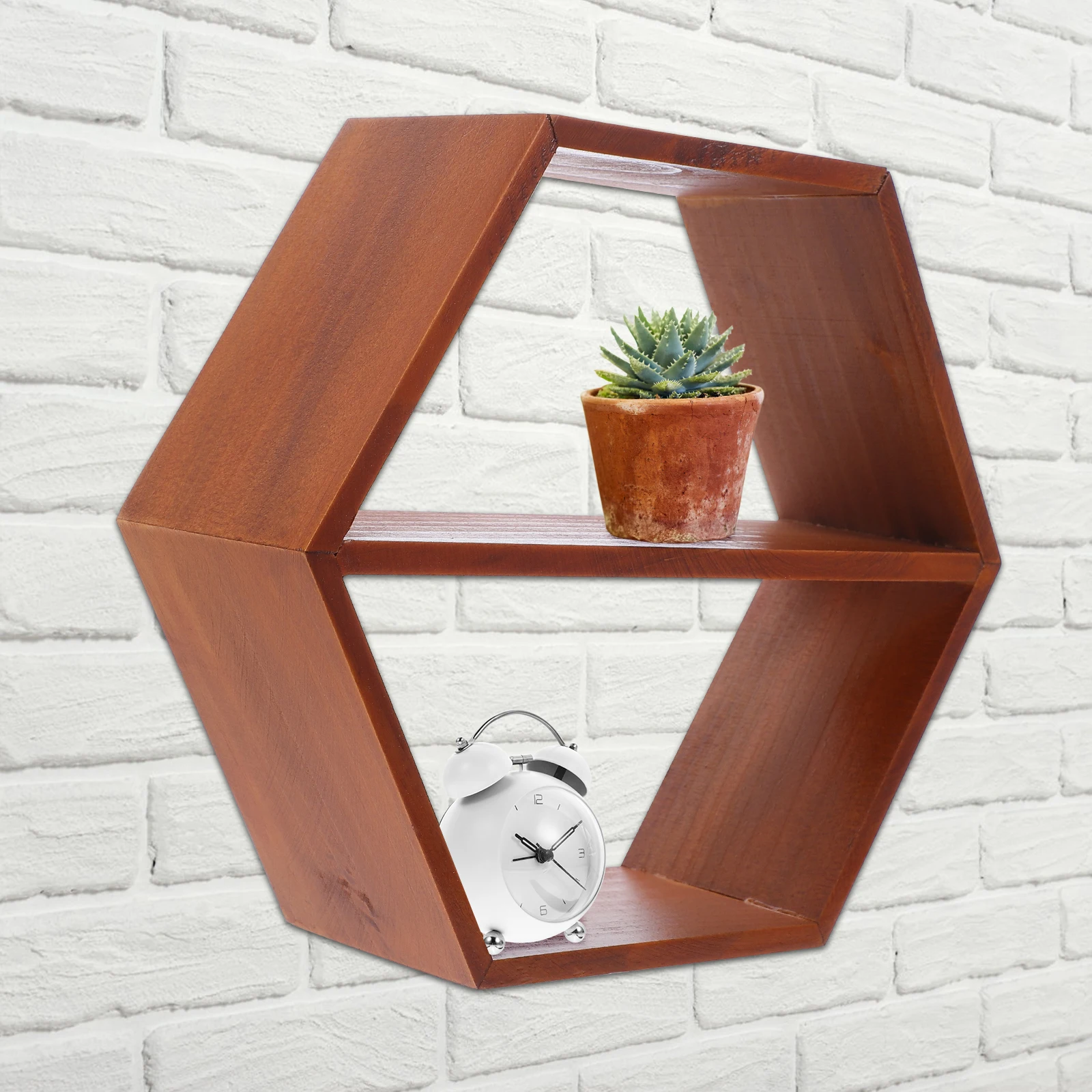 

Wall Shelf Organizer Hexagon Shelves Mounted Floating Multi Layer Wood Safe Environmental Friendly Creative Fashionable