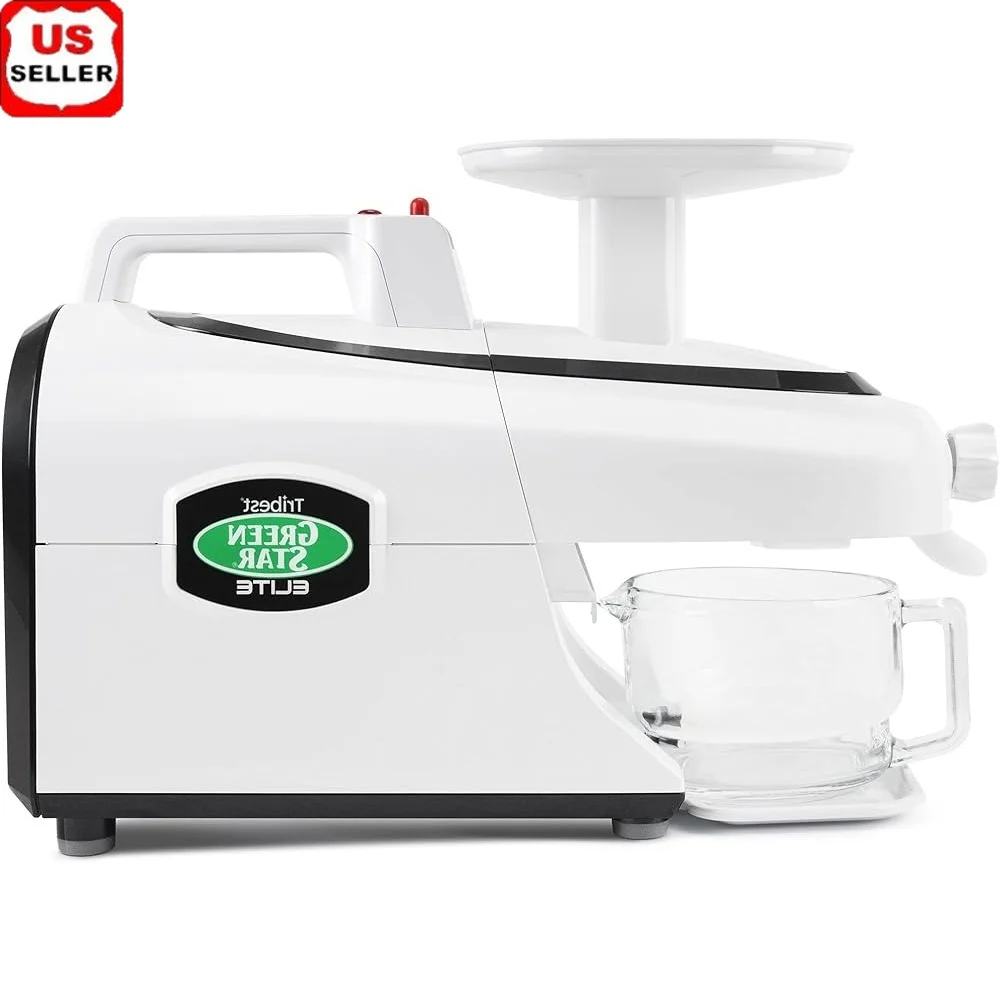 

Slow Masticating Juicer Twin Gear Electric Juice Extractor Easy Clean Fresh Juice Nut Butters Pasta Making Salsas Included