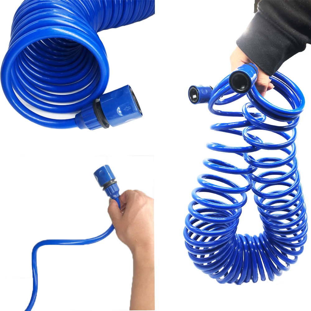 10/15m Portable Garden EVA Retractable Water Hose Spring Hose Car Wash Curly Magic Pipe Expandable for Flower Lawn Watering