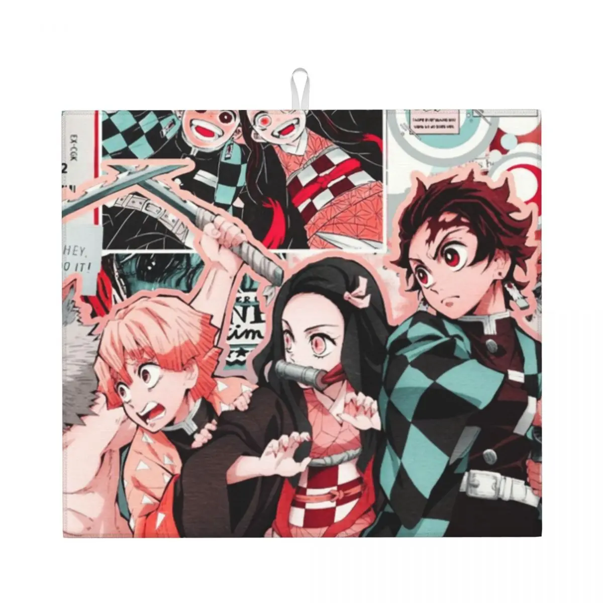 Kimetsu No Yaiba Demon Slayers Dish Drying Mat for Kitchen Super Absorbent Quick Dry Microfiber Anime Manga Dishes Drainer Pads